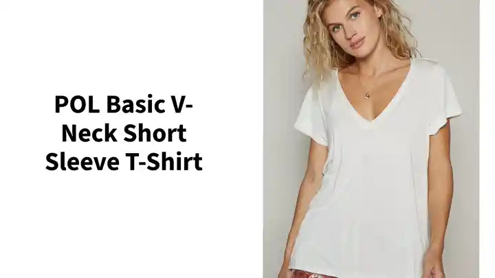 POL Basic V-Neck Short Sleeve T-Shirt by@Outfy