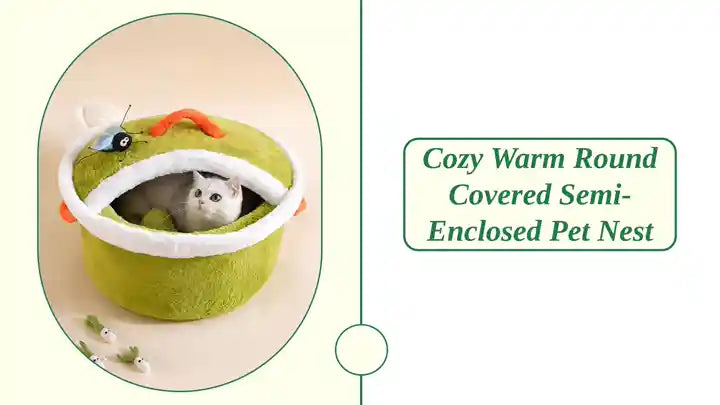 Cozy Warm Round Covered Semi-Enclosed Pet Nest by@Outfy