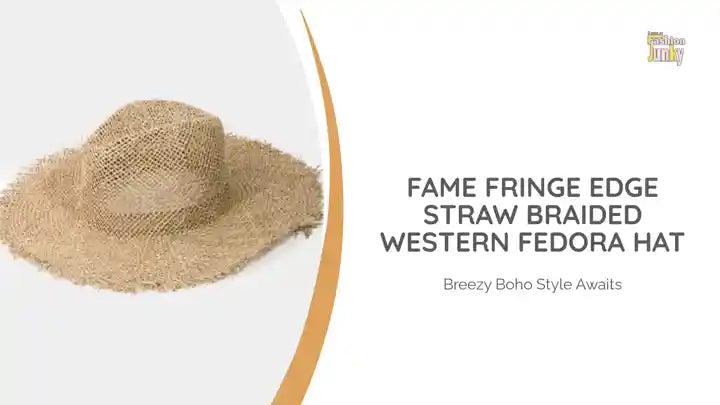 Fame Fringe Edge Straw Braided Western Fedora Hat by@Outfy