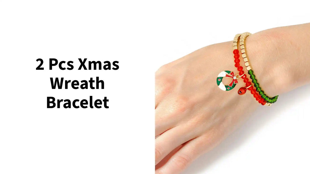 2 Pcs Xmas Wreath Bracelet by@Outfy