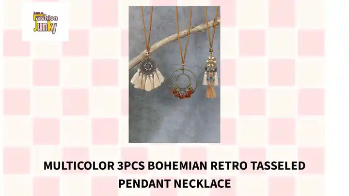 Multicolor 3pcs Bohemian Retro Tasseled Pendant Necklace by@Outfy