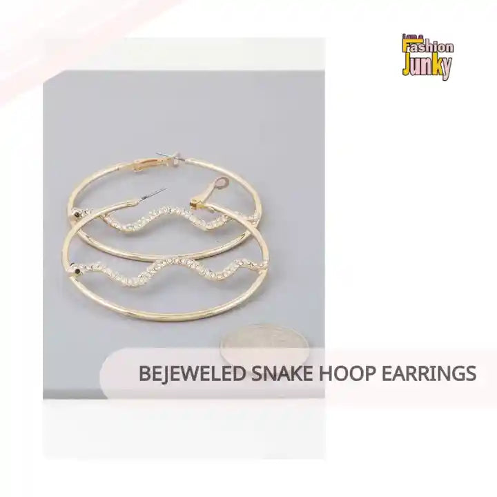 Bejeweled Snake Hoop Earrings by@Outfy