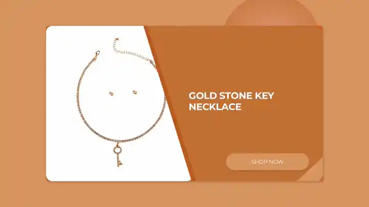 Gold Stone Key Necklace by@Outfy