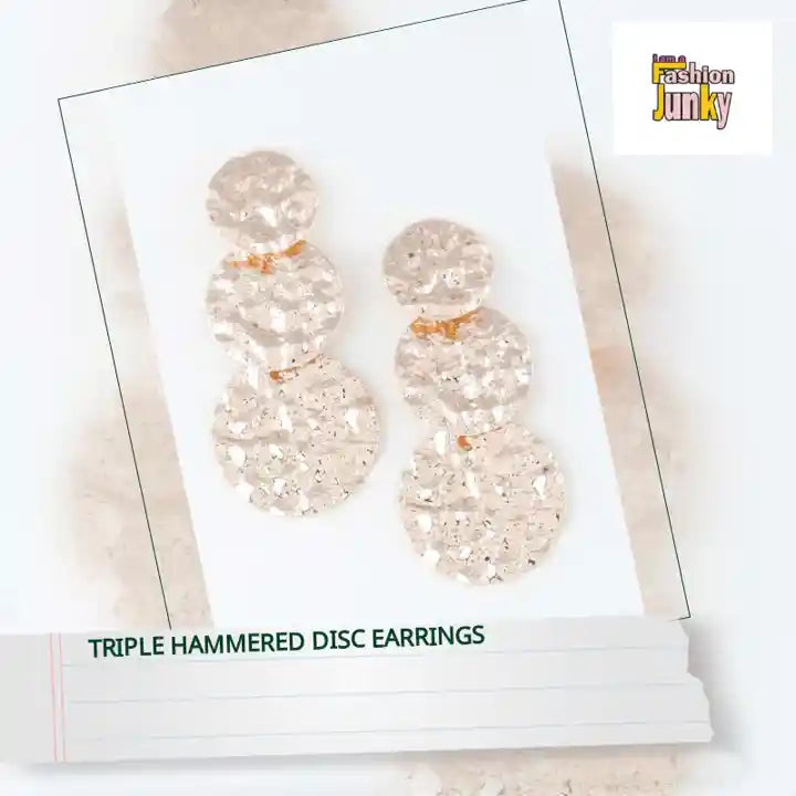 Triple Hammered Disc Earrings by@Outfy