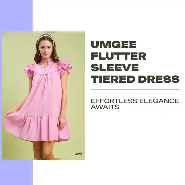 Umgee Flutter Sleeve Tiered Dress by@Outfy