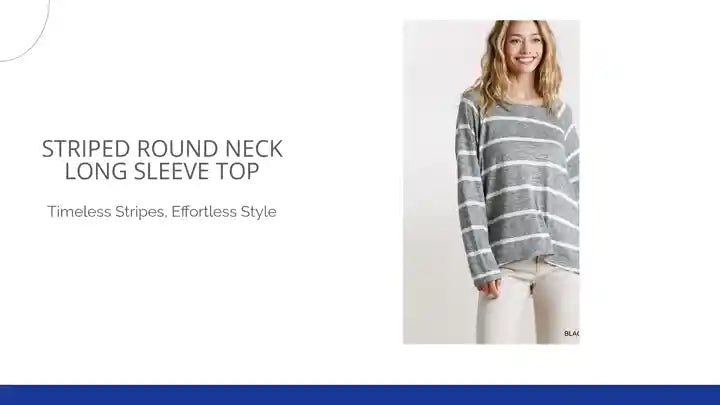 Striped Round Neck Long Sleeve Top by@Outfy
