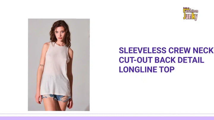 Sleeveless Crew Neck Cut-out Back Detail Longline Top by@Outfy