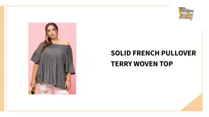 Solid French Pullover Terry Woven Top by@Outfy
