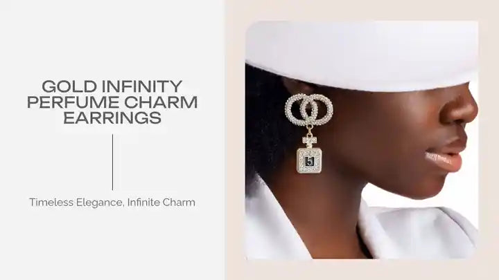 Gold Infinity Perfume Charm Earrings by@Outfy