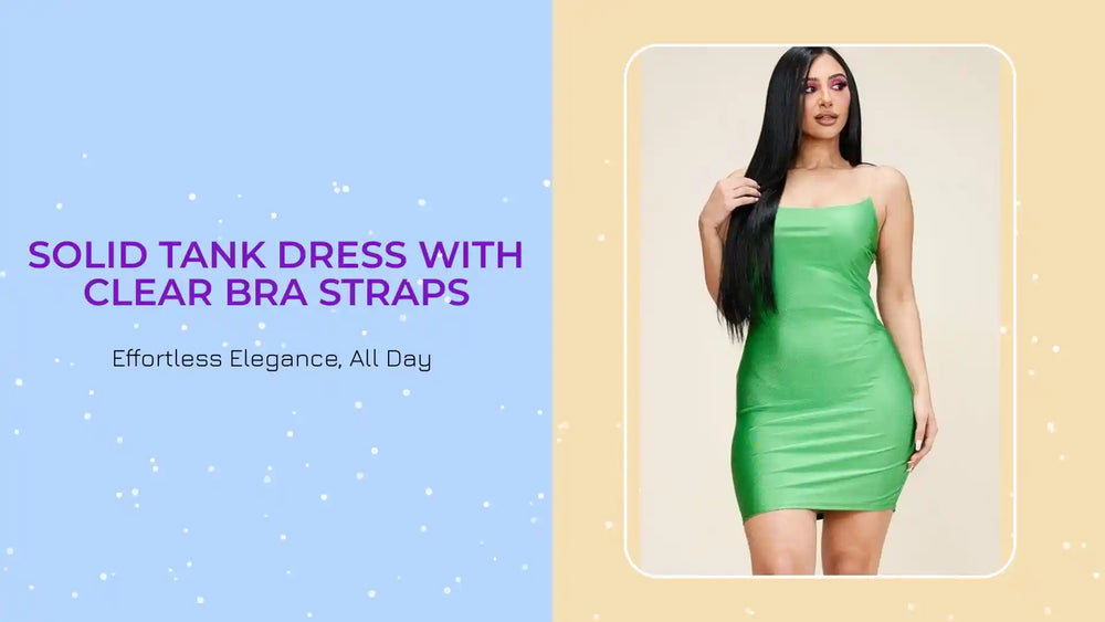 Solid Tank Dress With Clear Bra Straps by@Outfy