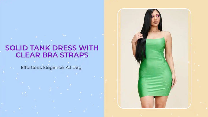 Solid Tank Dress With Clear Bra Straps by@Outfy