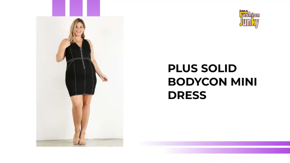 Plus Solid Bodycon Mini Dress by@Outfy