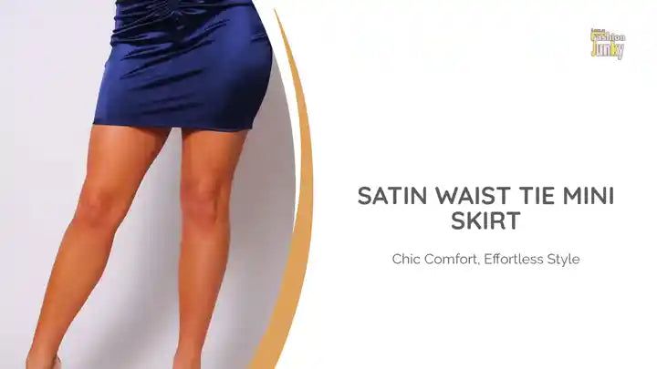 Satin Waist Tie Mini Skirt by@Outfy