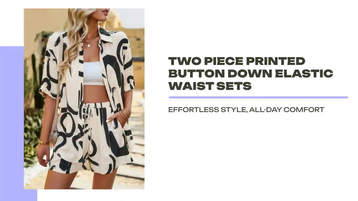 Two Piece Printed Button Down Elastic Waist Sets by@Outfy