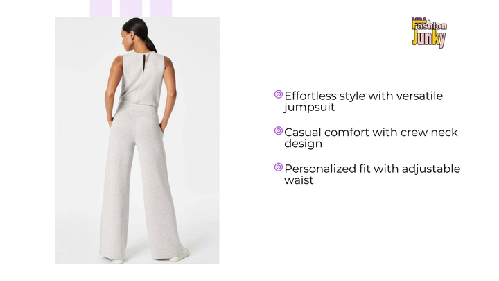 Light Grey Solid Color Crew Neck Drawstring High Waist Sleeveless Jumpsuit by@Outfy