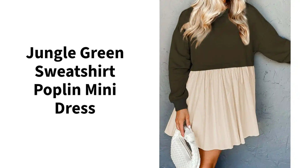 Jungle Green Sweatshirt Poplin Mini Dress by@Outfy