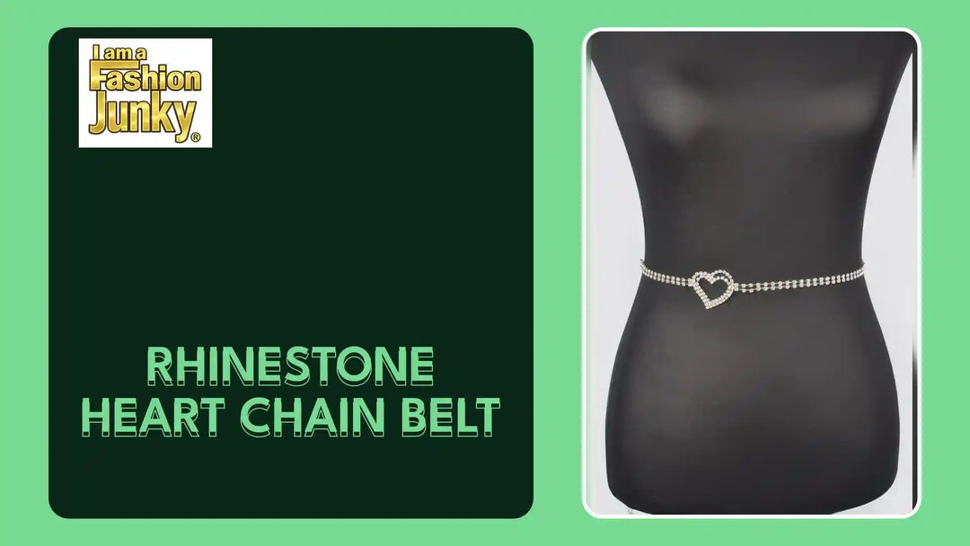 Rhinestone Heart Chain Belt by@Outfy