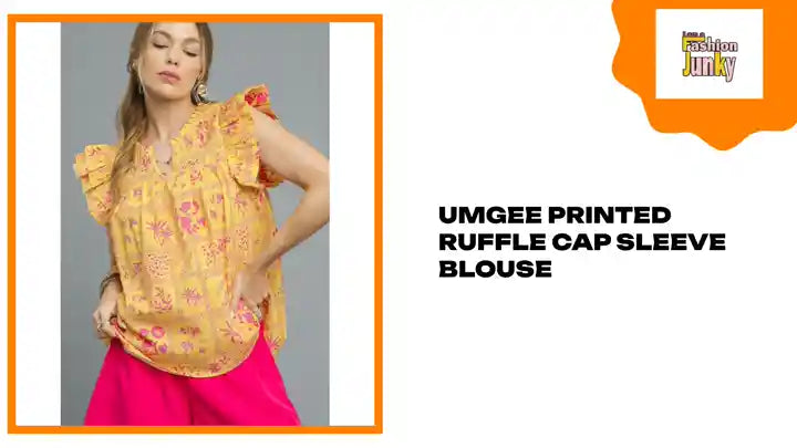 Umgee Printed Ruffle Cap Sleeve Blouse by@Outfy