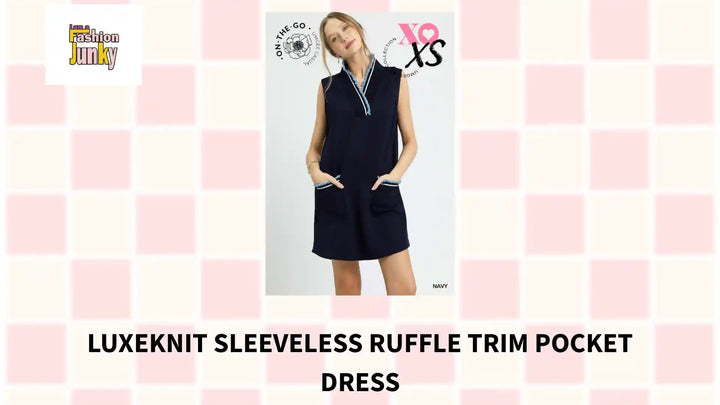 Luxeknit Sleeveless Ruffle Trim Pocket Dress by@Outfy