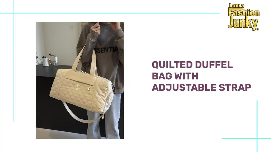 Quilted Duffel Bag with Adjustable Strap by@Outfy