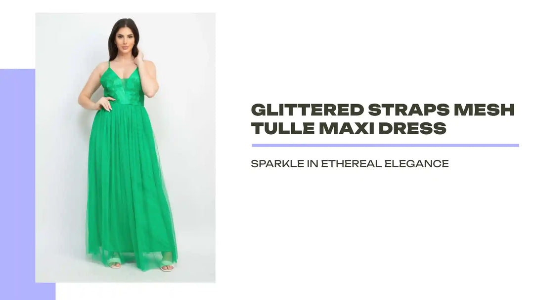 Glittered Straps Mesh Tulle Maxi Dress by@Outfy