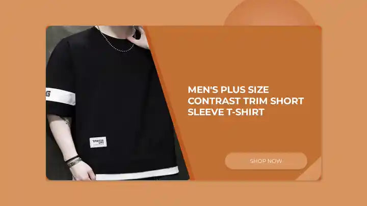 Men's Plus Size Contrast Trim Short Sleeve T-Shirt by@Outfy