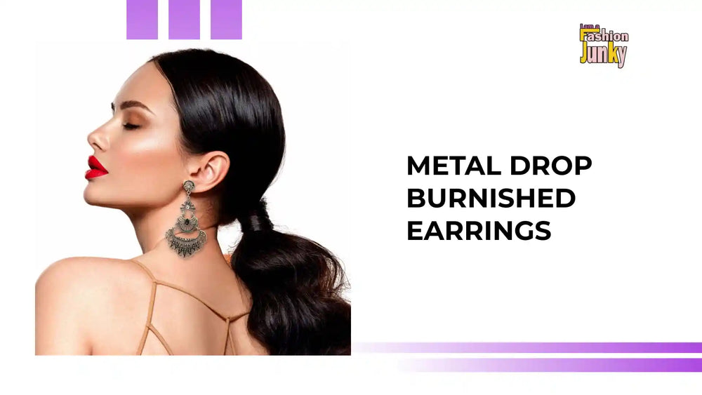 Metal Drop Burnished Earrings by@Outfy