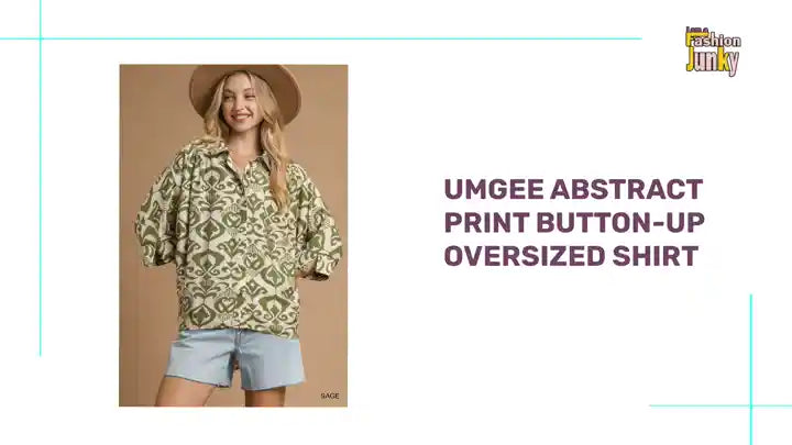 Umgee Abstract Print Button-Up Oversized Shirt by@Outfy
