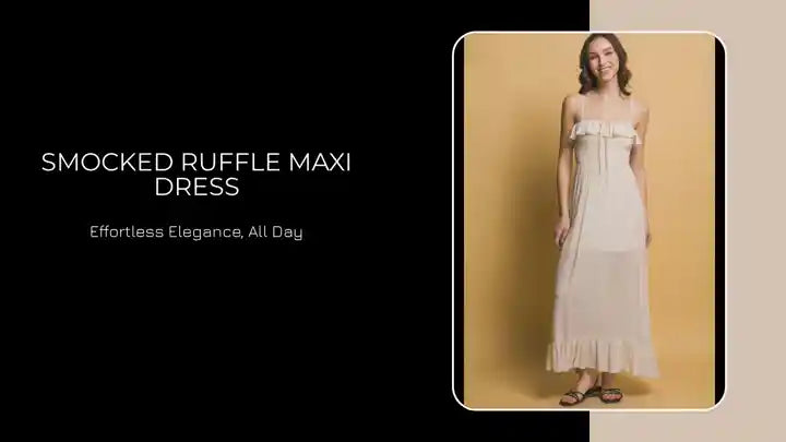 Smocked Ruffle Maxi Dress by@Outfy
