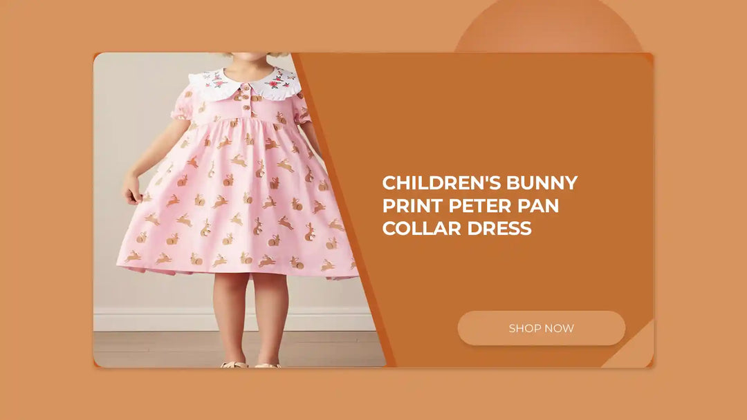 Children's Bunny Print Peter Pan Collar Dress by@Outfy