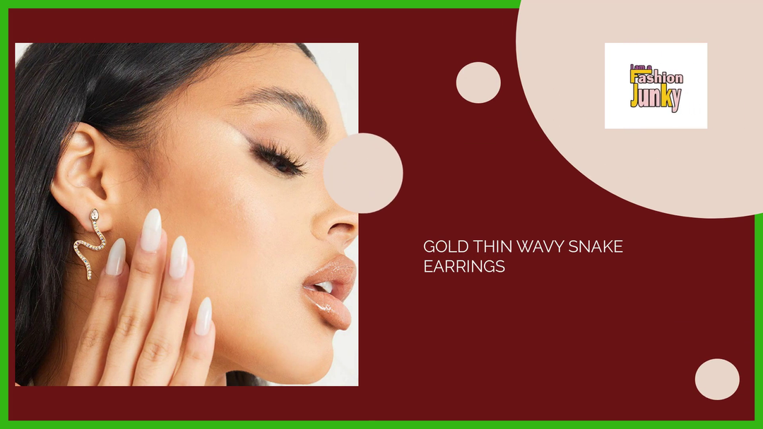 Gold Thin Wavy Snake Earrings by@Outfy