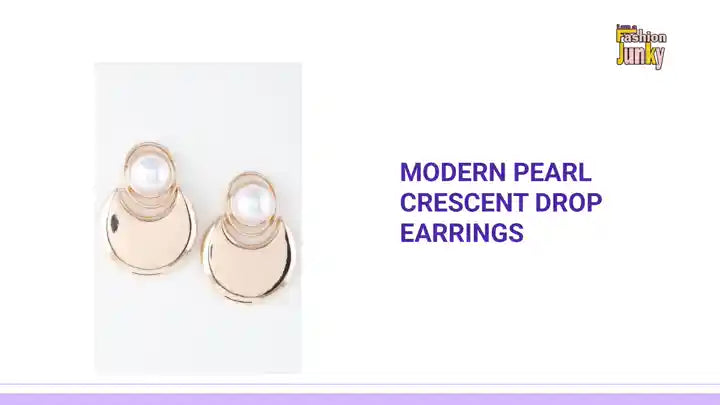 Modern Pearl Crescent Drop Earrings by@Outfy