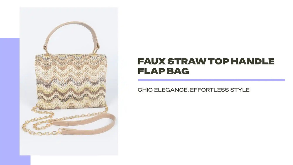 Faux Straw Top Handle Flap Bag by@Outfy