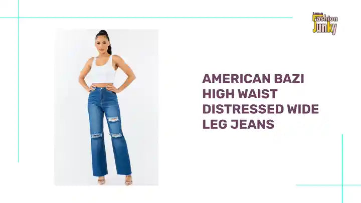 American Bazi High Waist Distressed Wide Leg Jeans by@Outfy