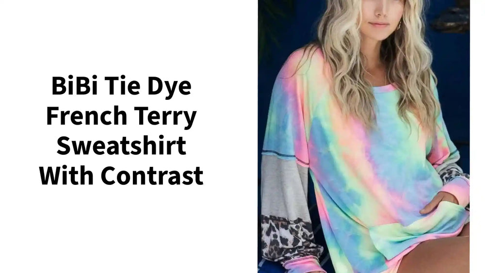 BiBi Tie Dye French Terry Sweatshirt with Contrast by@Outfy