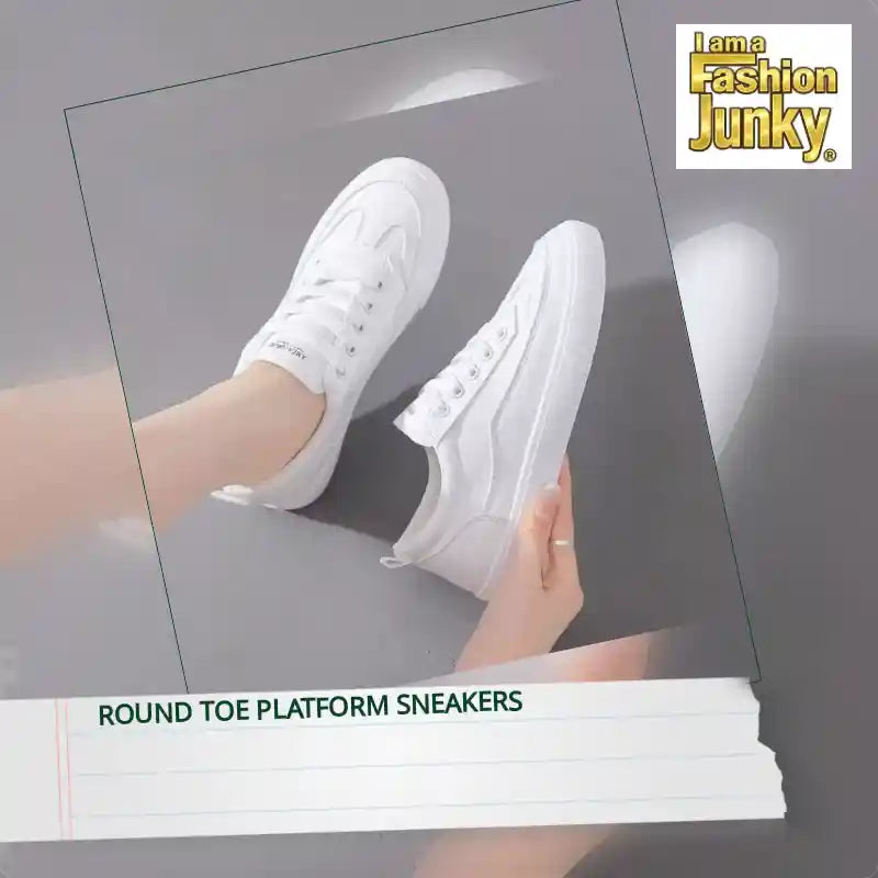 Round Toe Platform Sneakers by@Outfy