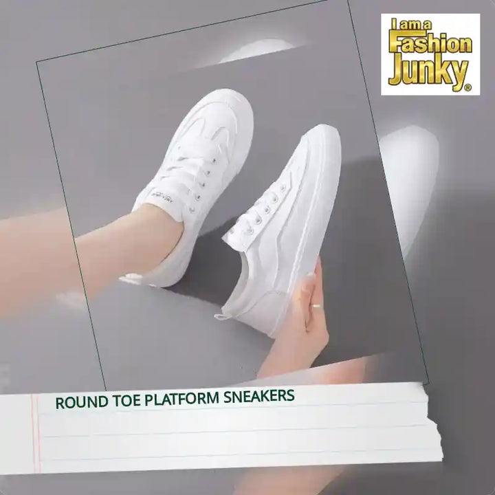 Round Toe Platform Sneakers by@Outfy