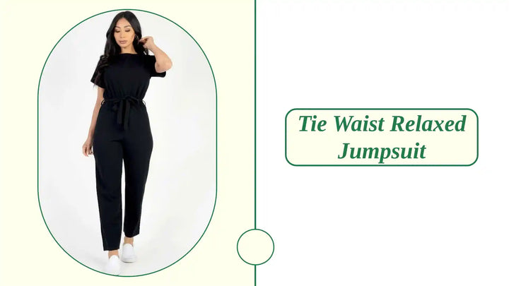 Tie Waist Relaxed Jumpsuit by@Outfy
