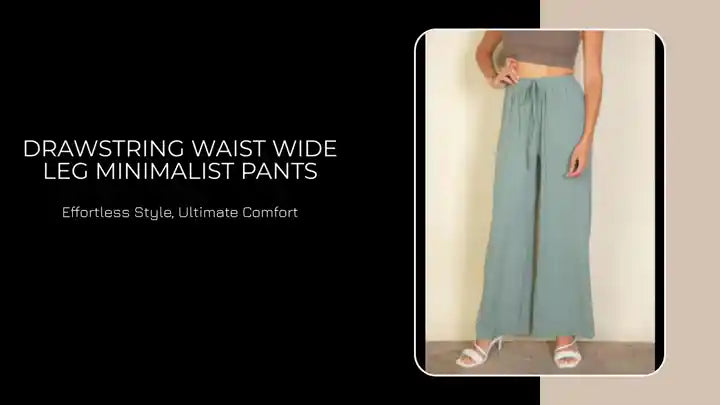 Drawstring Waist Wide Leg Minimalist Pants by@Outfy