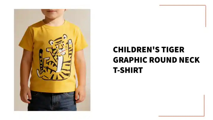 Children's Tiger Graphic Round Neck T-Shirt by@Outfy