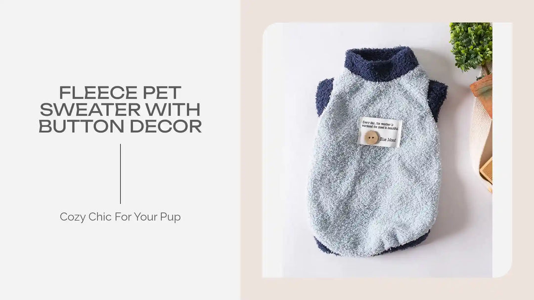 Fleece Pet Sweater with Button Decor by@Outfy