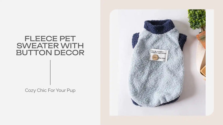 Fleece Pet Sweater with Button Decor by@Outfy