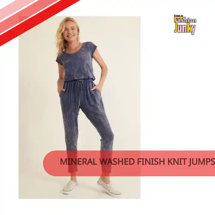 Mineral Washed Finish Knit Jumpsuit by@Outfy