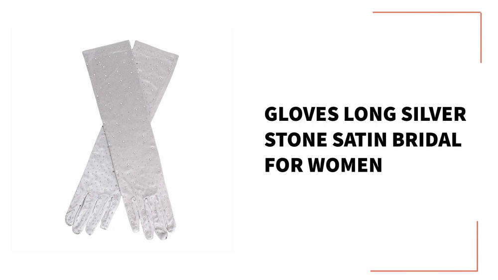 Gloves Long Silver Stone Satin Bridal for Women by@Outfy