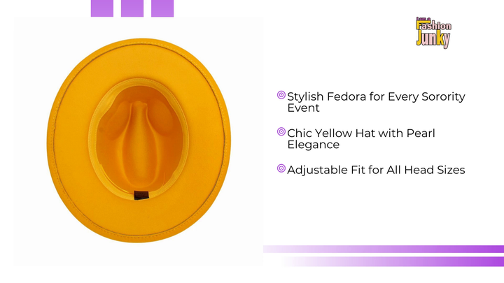 SGR Sorority Yellow Fedora Pearl Band Hat Women by@Outfy