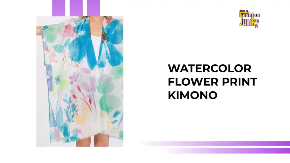 Watercolor Flower Print Kimono by@Outfy