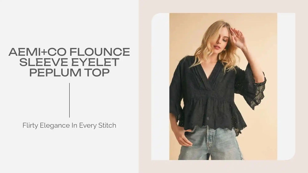 Aemi+Co Flounce Sleeve Eyelet Peplum Top by@Outfy
