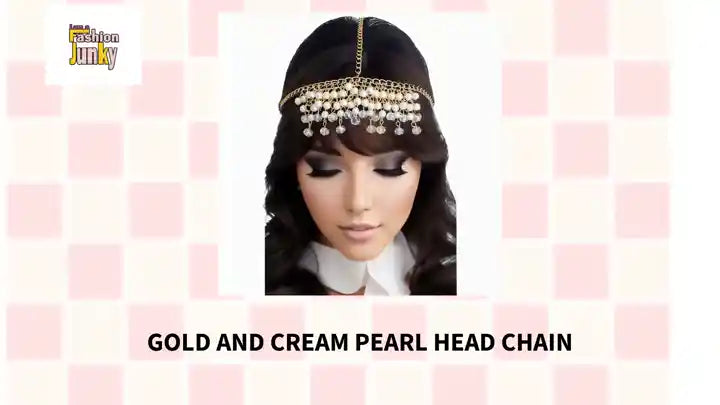 Gold and Cream Pearl Head Chain by@Outfy