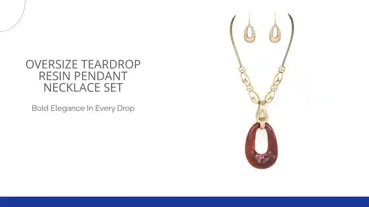 Oversize Teardrop Resin Pendant Necklace Set by@Outfy