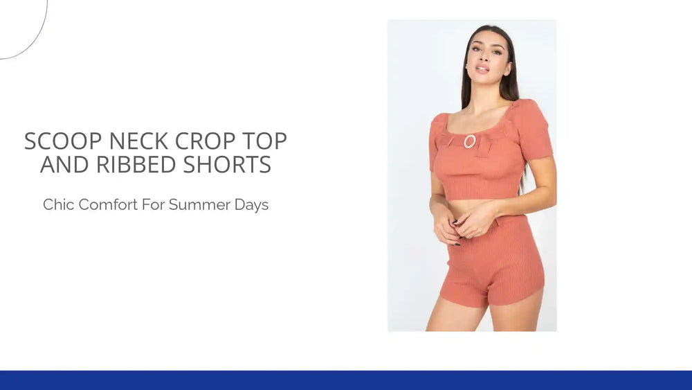 Scoop Neck Crop Top And Ribbed Shorts by@Outfy